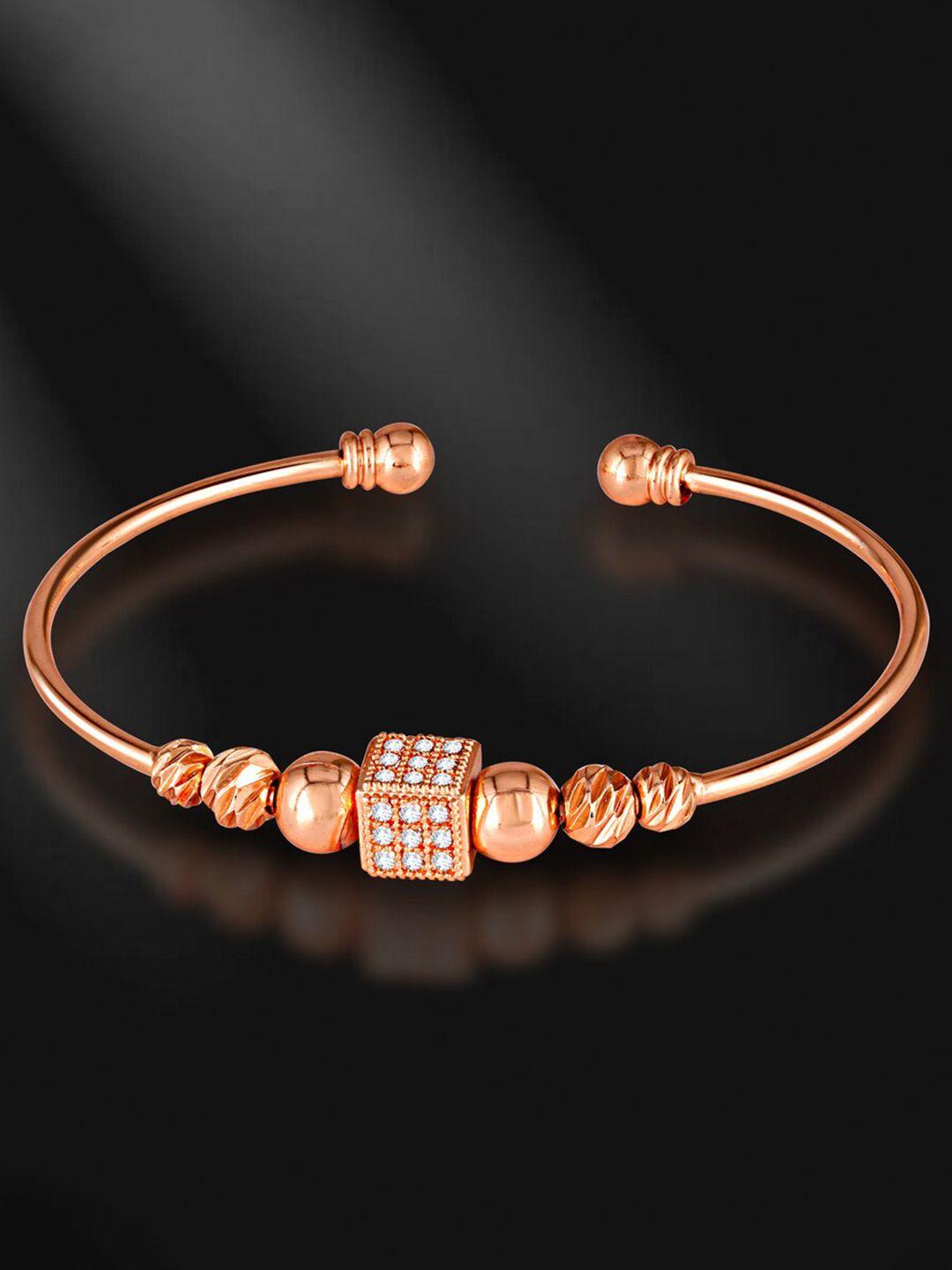 meenaz rose gold-plated cubic zirconia bangle-style bracelet