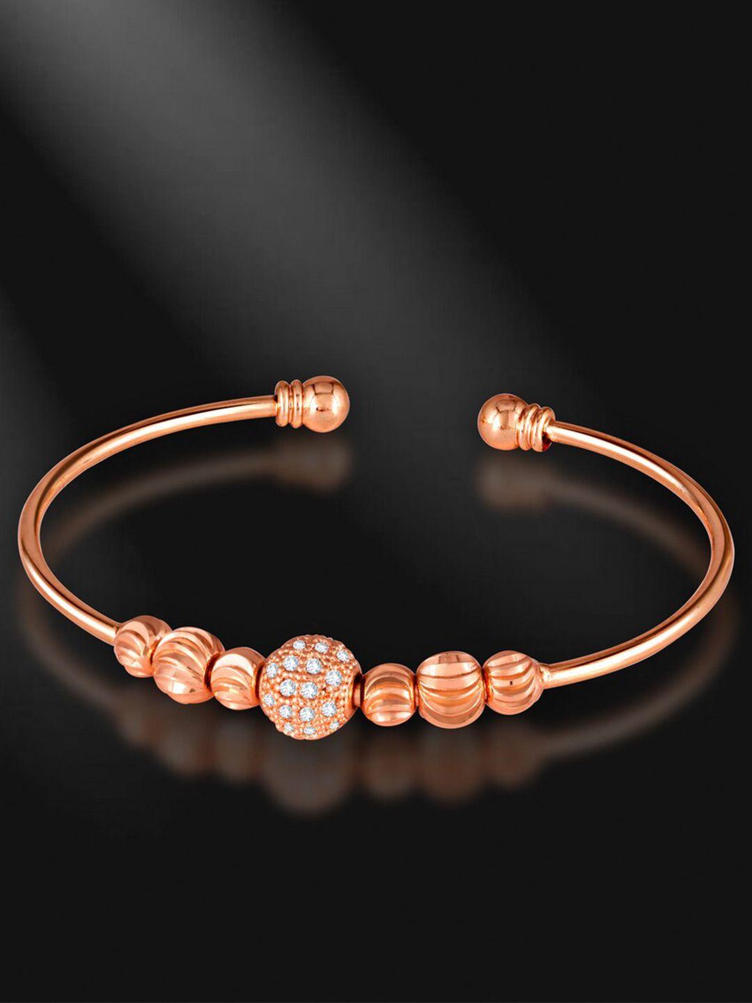 meenaz rose gold-plated cubic zirconia bangle-style bracelet