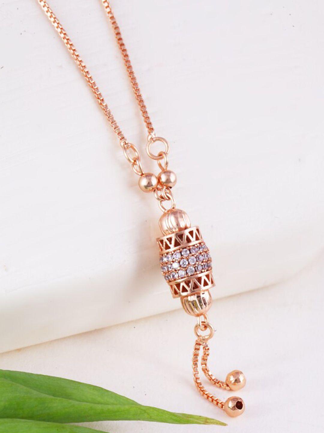 meenaz stainless steel rose gold-plated necklace