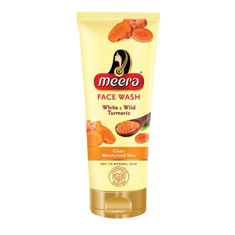 meera white & wild turmeric face wash, fights 99.9% pimple causing bacteria, dry to normal skin, 100g