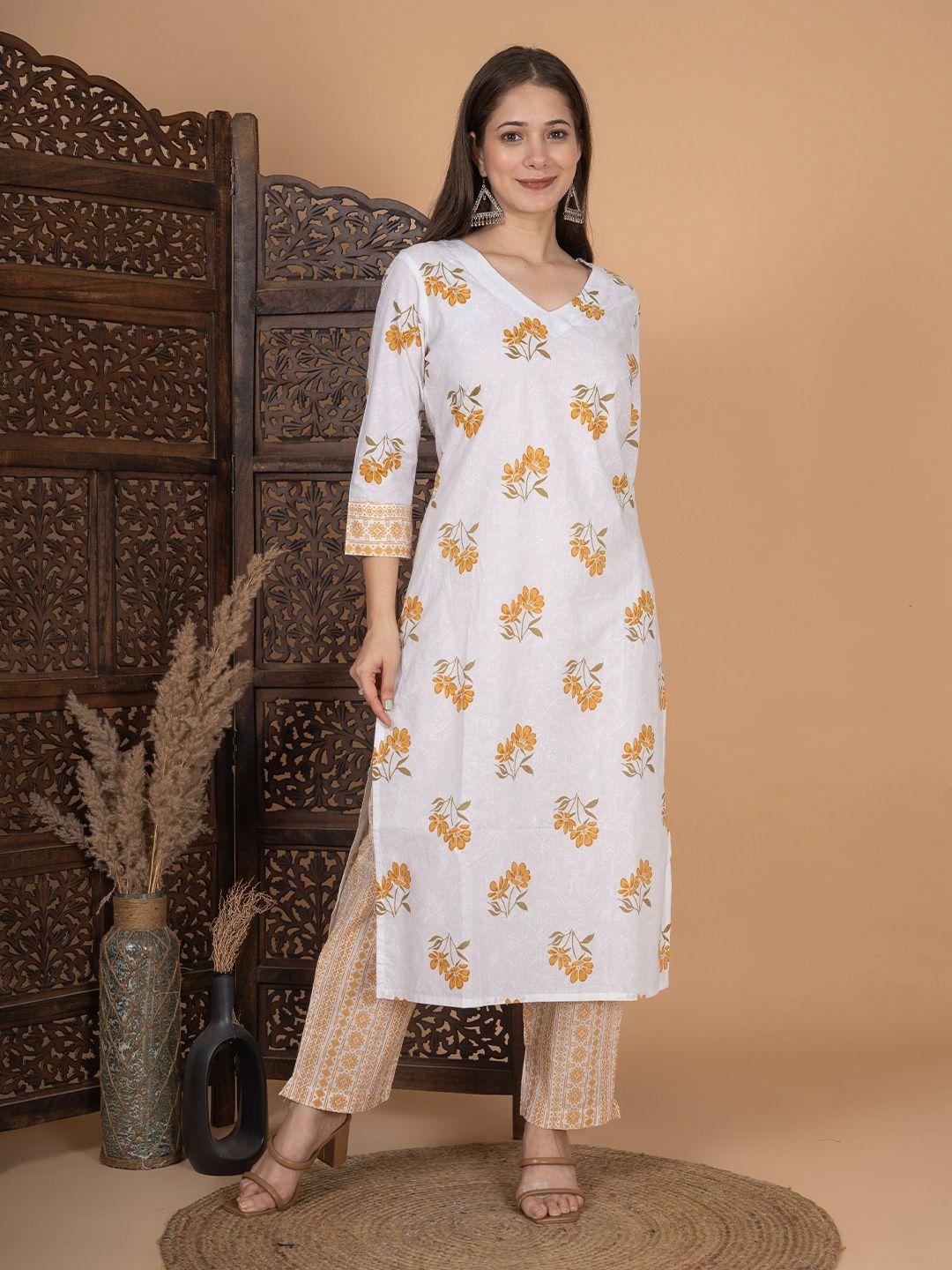 meera fab floral printed pure cotton kurta with palazzos