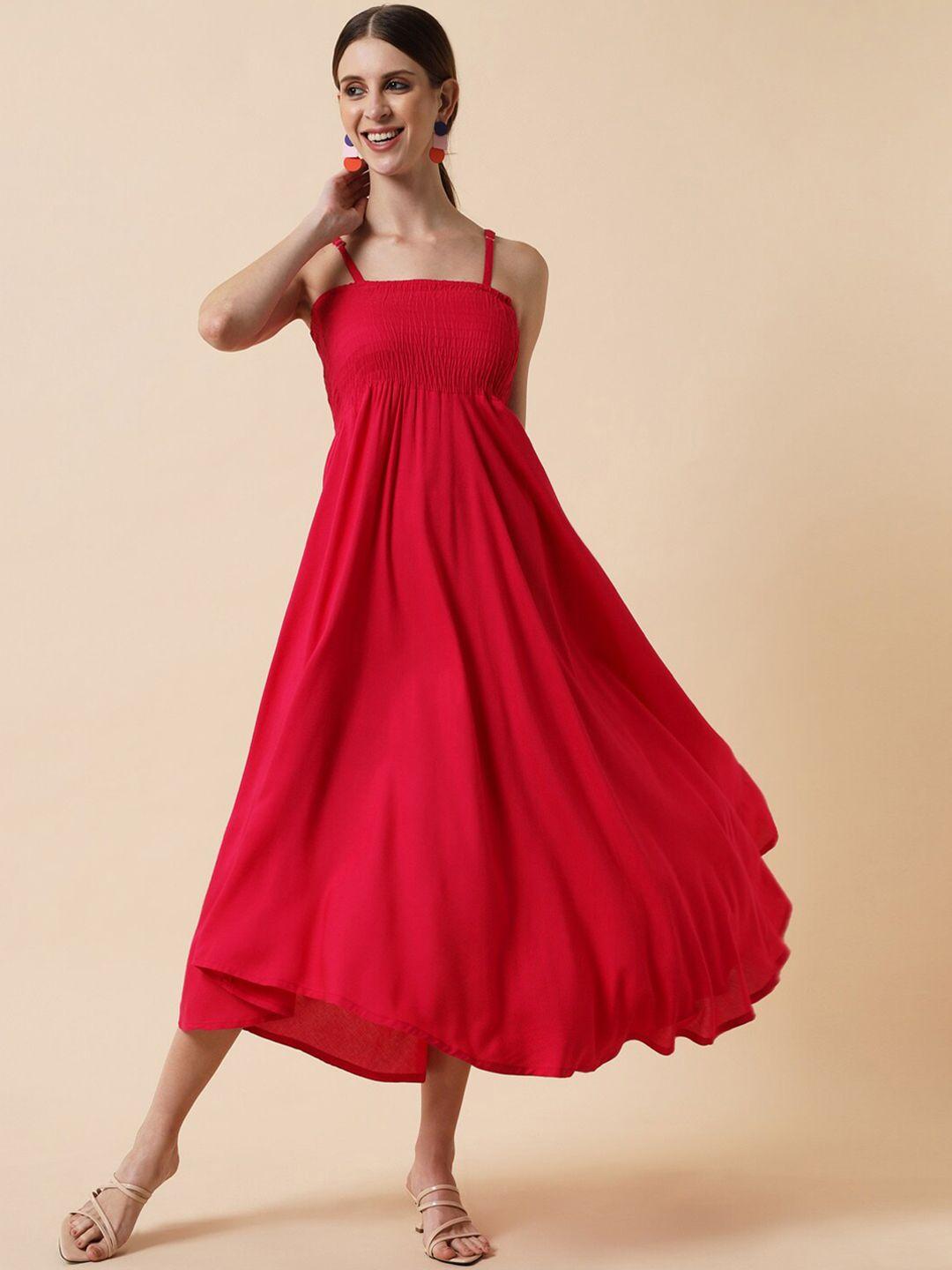 meeranshi red maxi midi dress