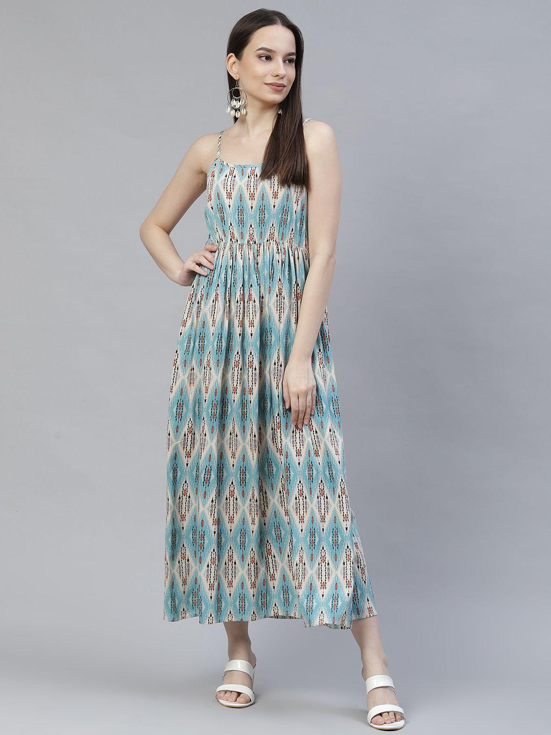 meeranshi blue & white maxi dress