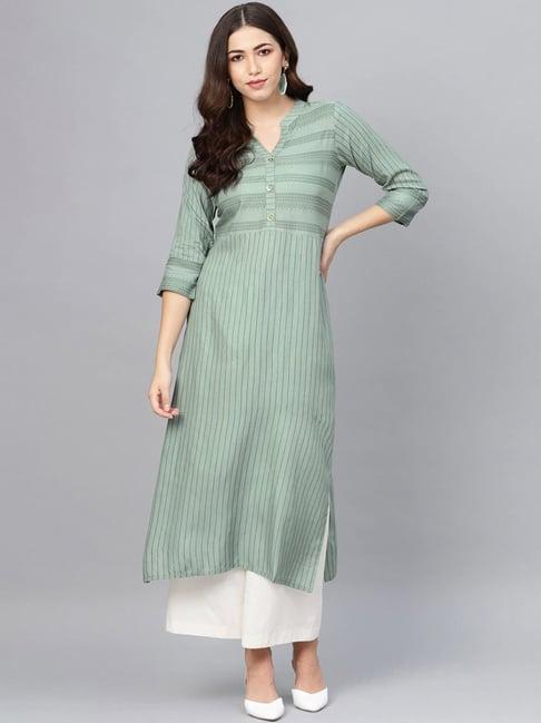 meeranshi green printed straight kurta