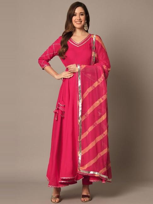 meeranshi pink embellished kurta pant set with dupatta