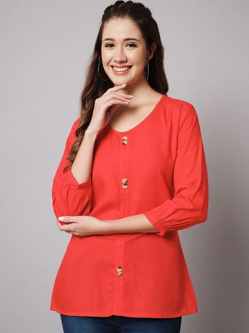 meeranshi red regular fit top