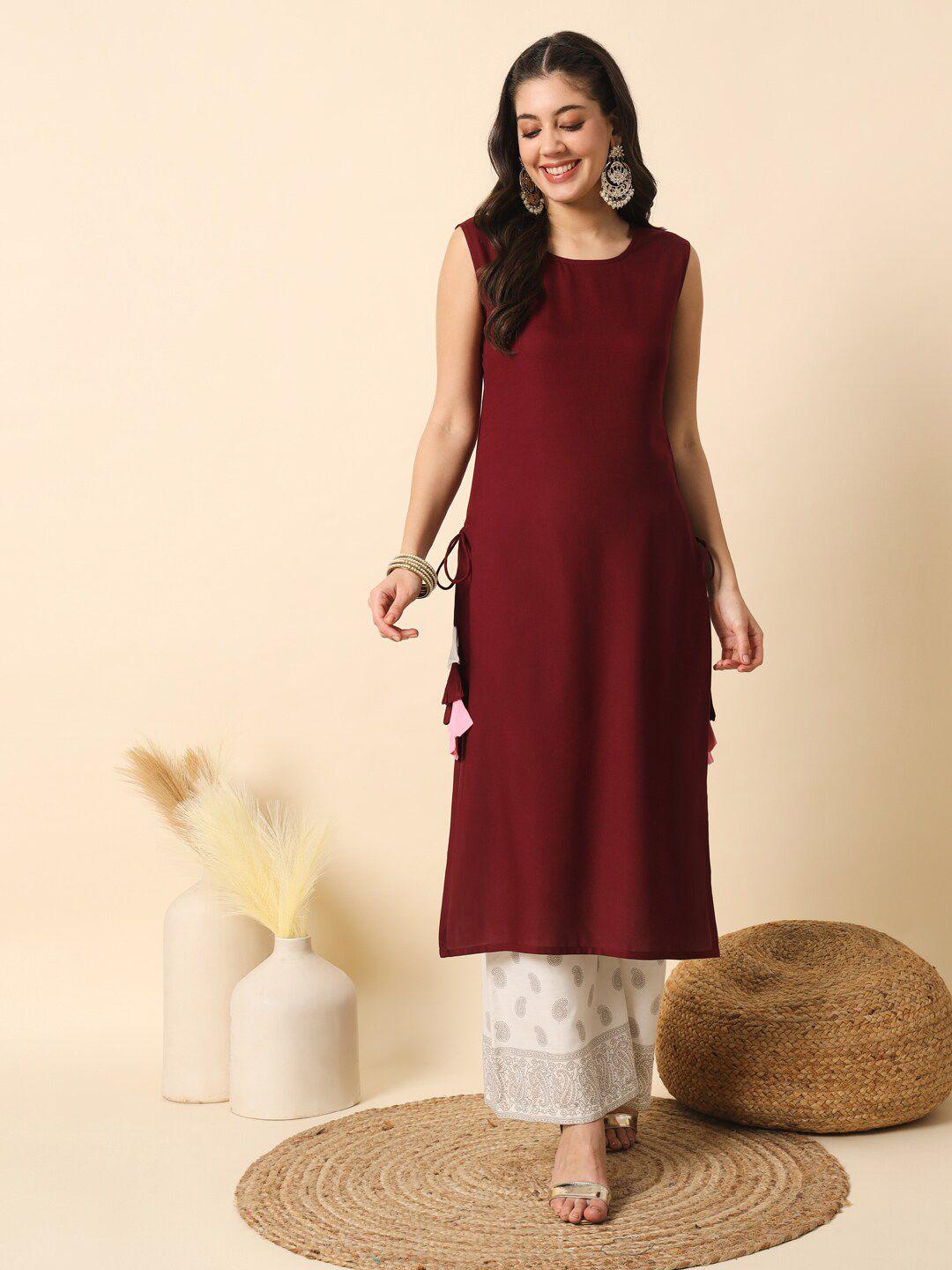 meeranshi round neck straight kurta