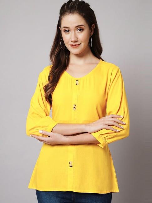 meeranshi yellow regular fit top
