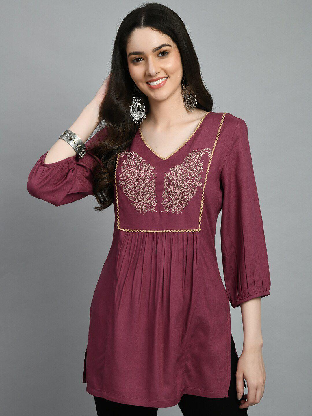 meesan ethnic motifs embroidered tunic