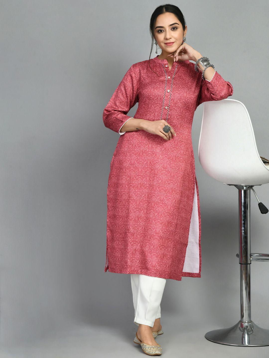 meesan ethnic motifs printed thread work woolen kurta with trousers