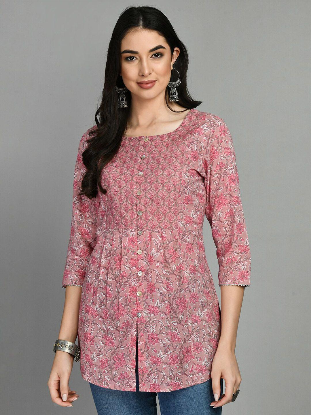 meesan floral printed cotton ethnic tunic