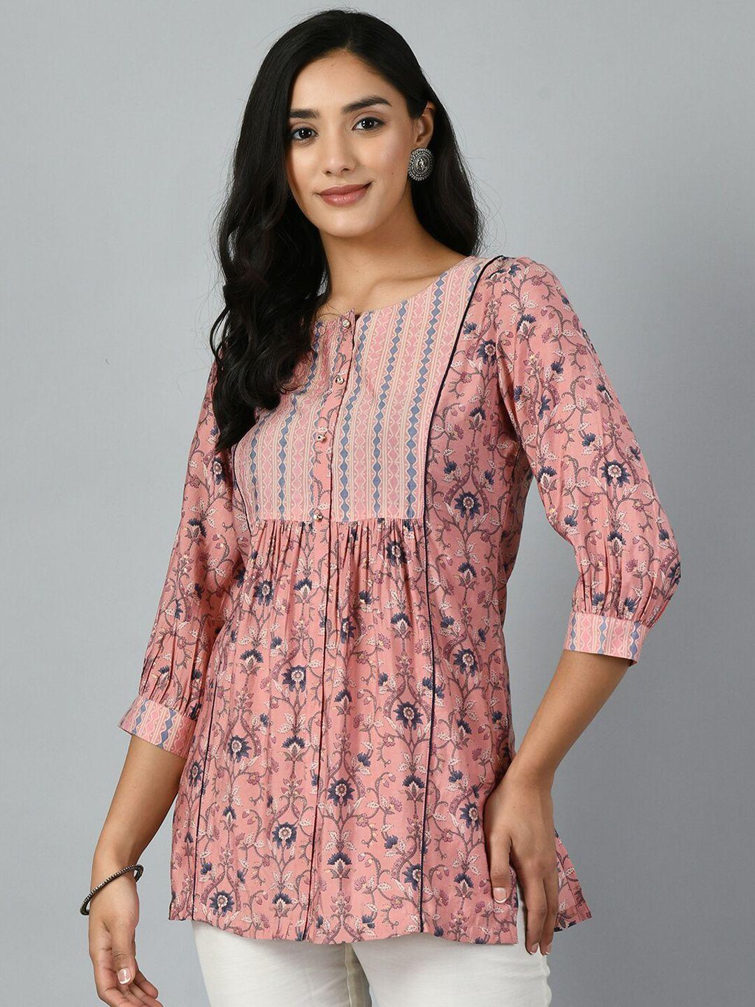 meesan floral printed pure cotton kurti