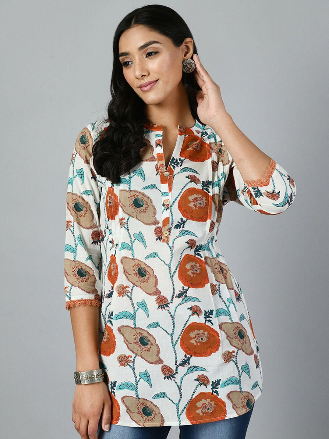 meesan floral printed pure cotton kurti