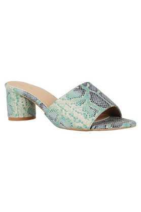 meg pu slip-on women's casual heels - green