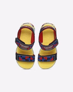 mega craft geometric embossed slip-on sandals with velcro straps