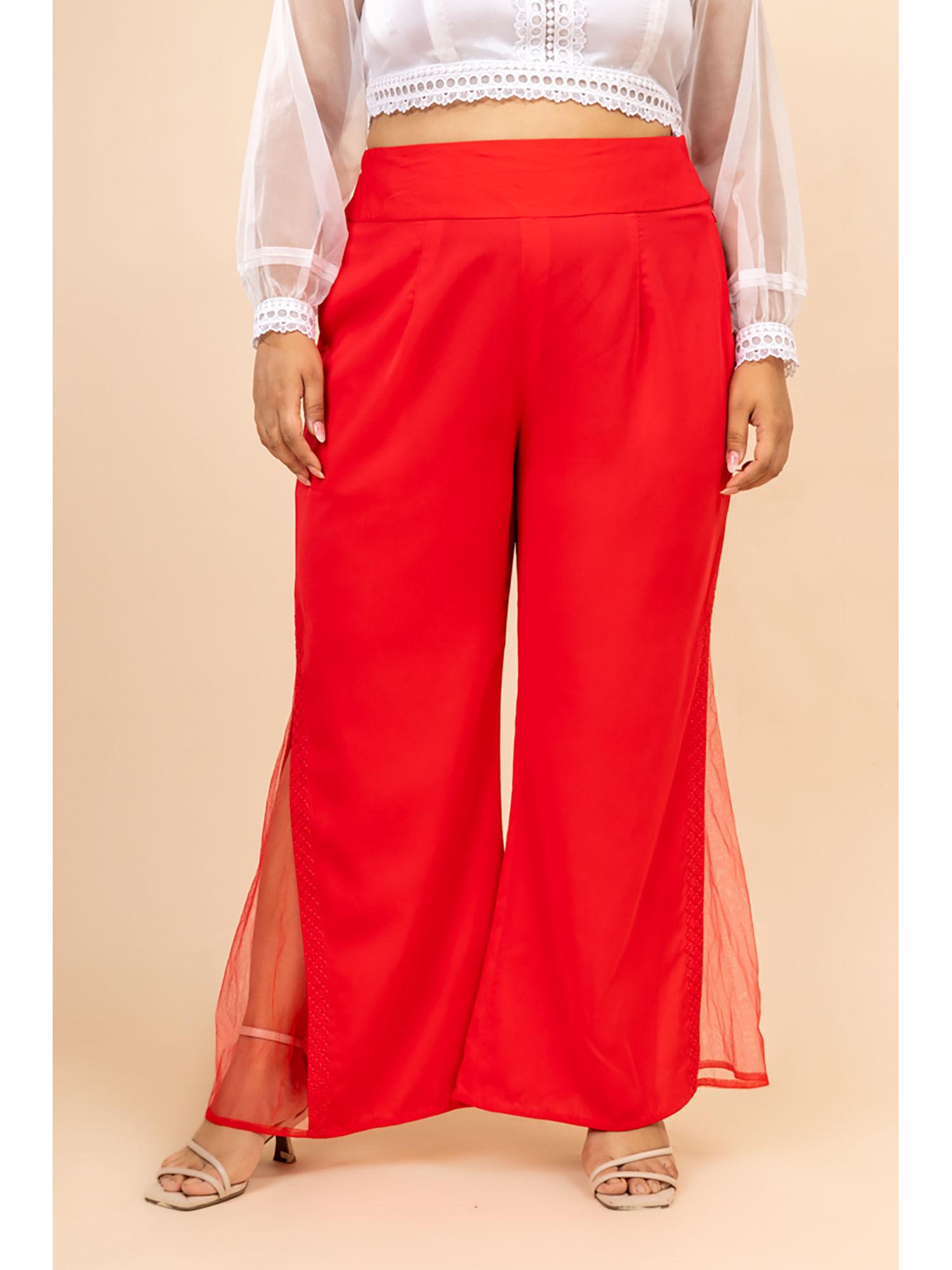 meh-noor coral flared high waist pant