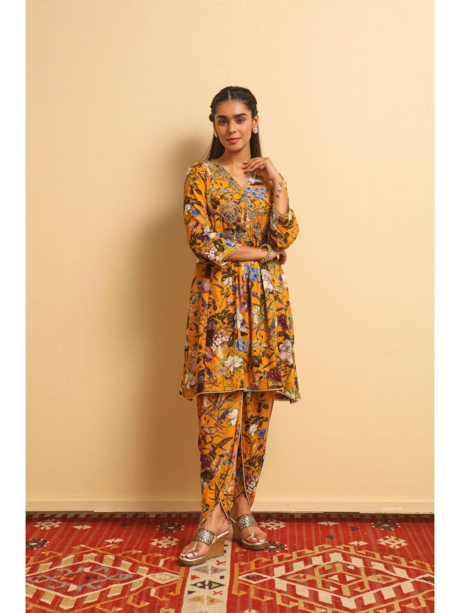 meha mustard kurta (set of 2)