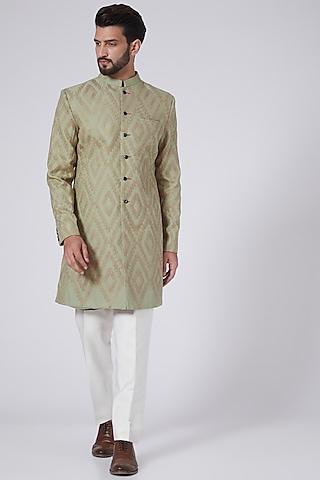 mehendi green aari embroidered achkan jacket