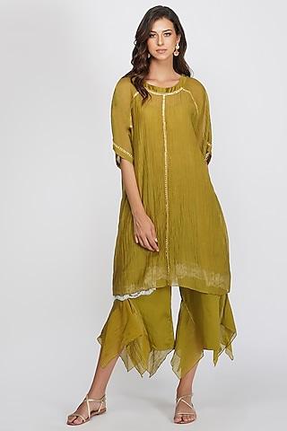 mehendi green chanderi tunic set