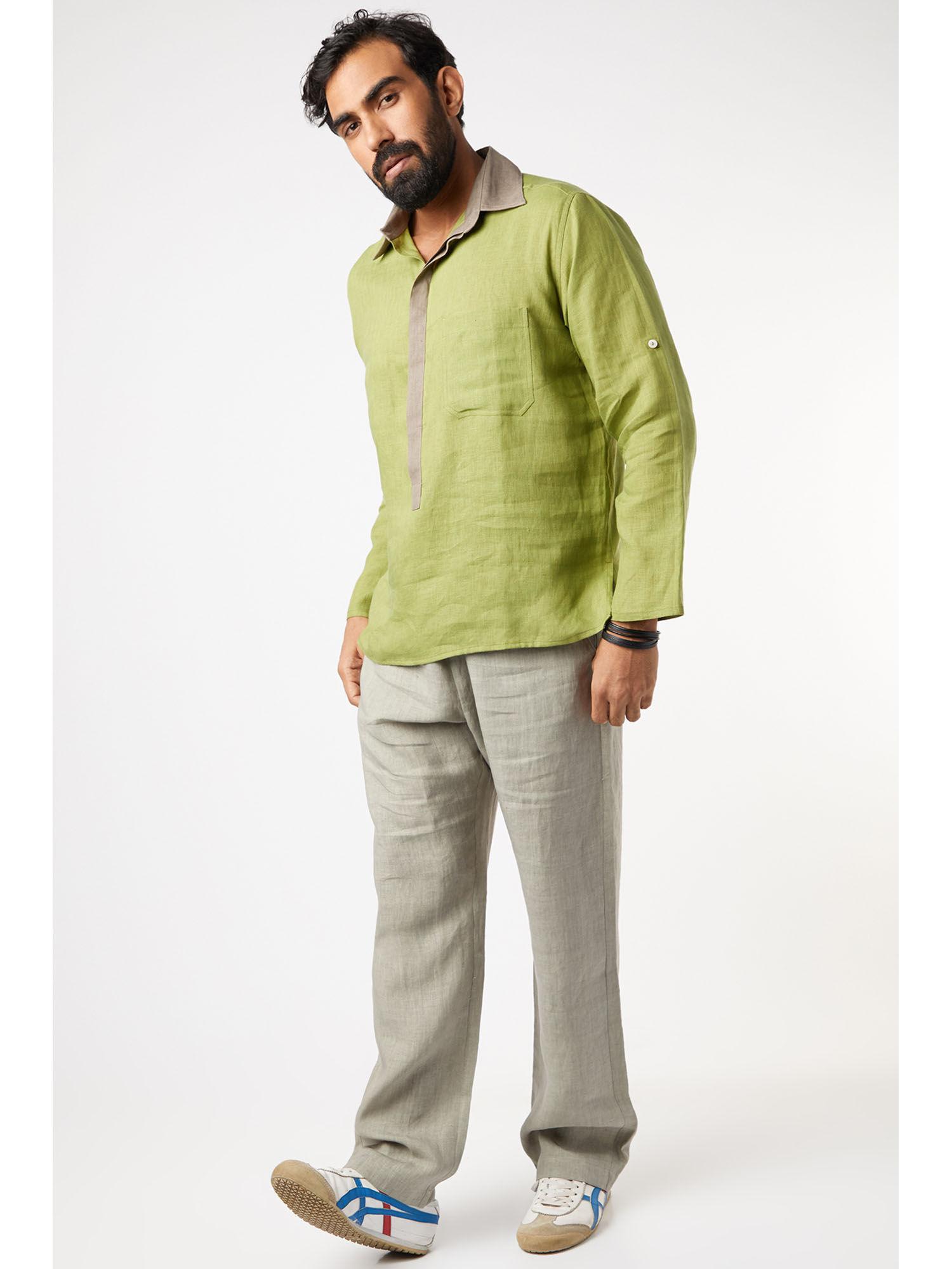 mehendi green cotton short kurta