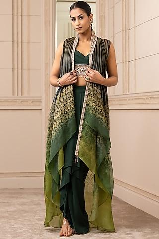 mehendi green ombre printed cape set