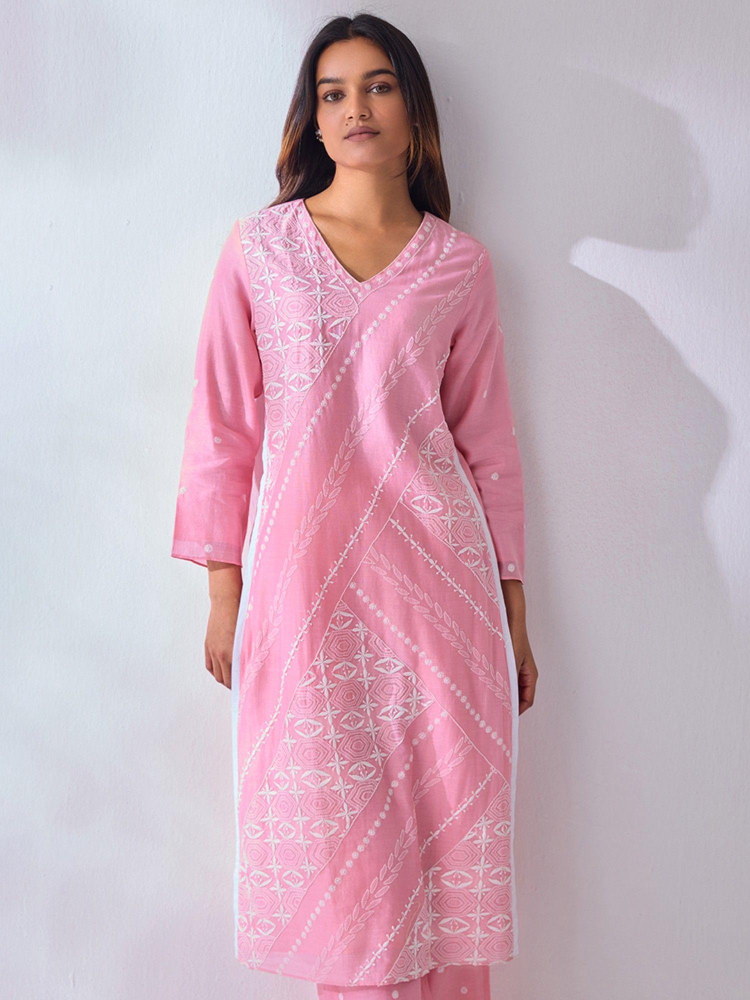 meher chikankari straight kurta