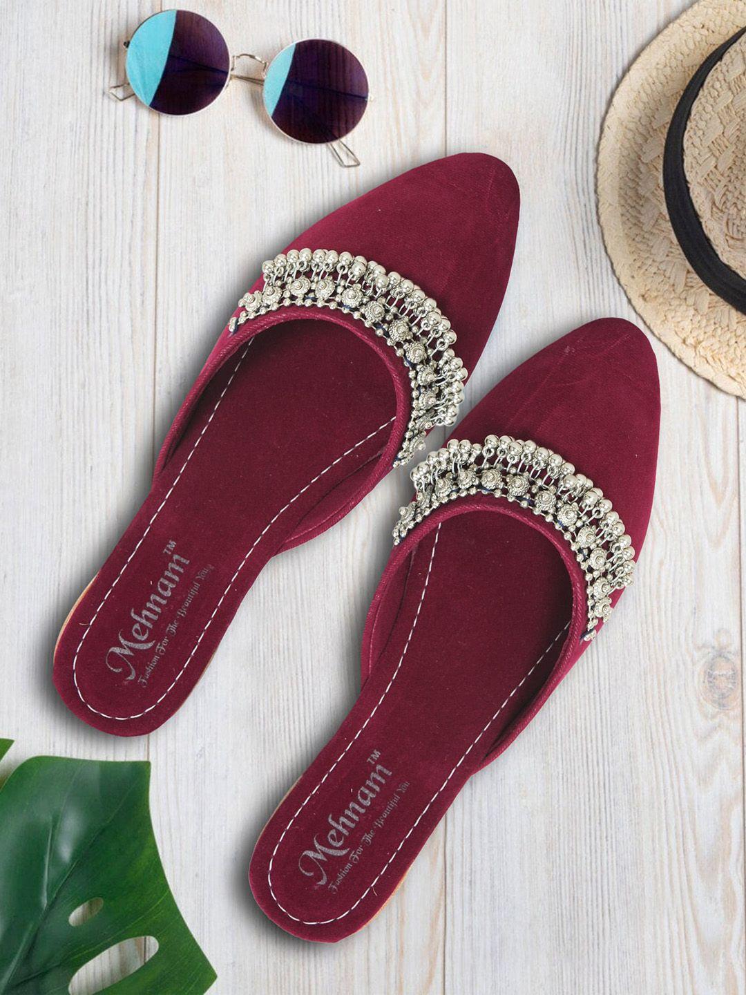 mehnam embellished pointed toe mules