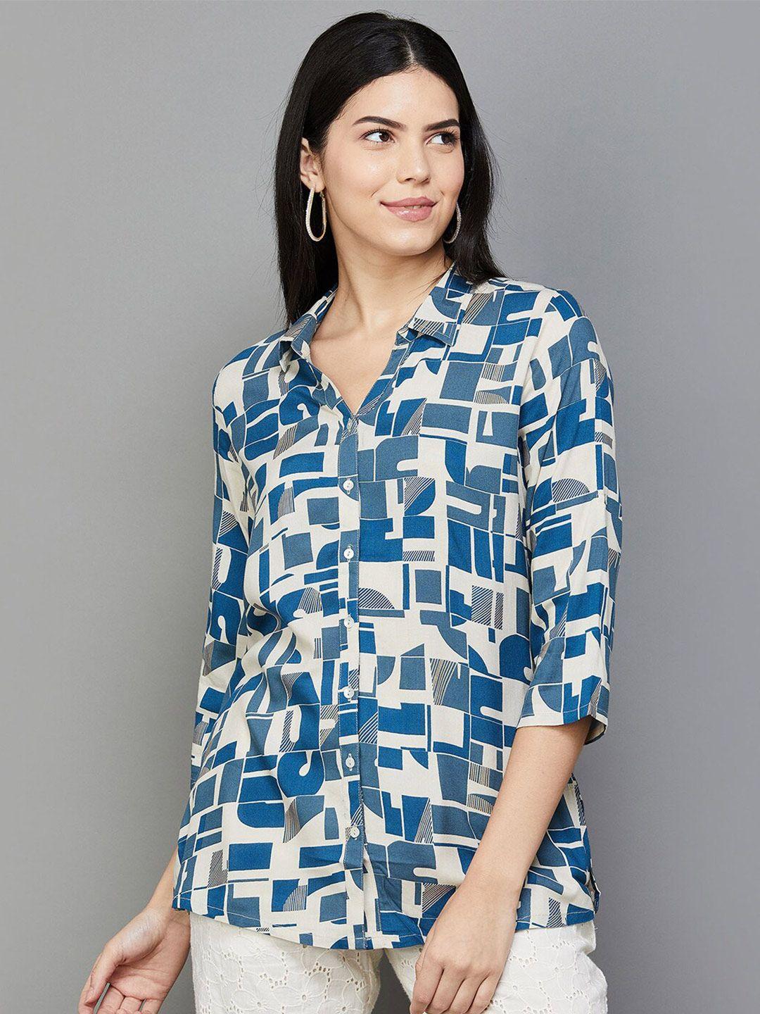 melange by lifestyle abstract printed shirt style top