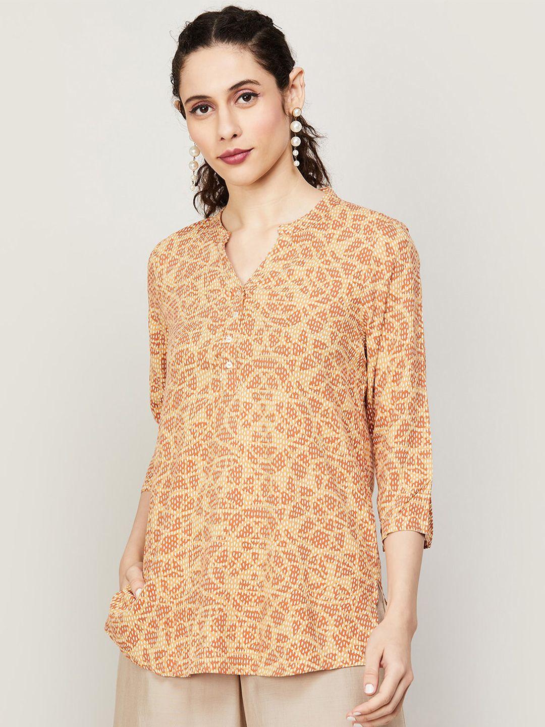melange by lifestyle abstract printed straight kurti