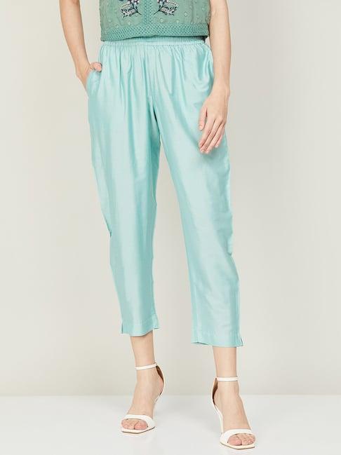 melange by lifestyle blue mid rise cropped pants