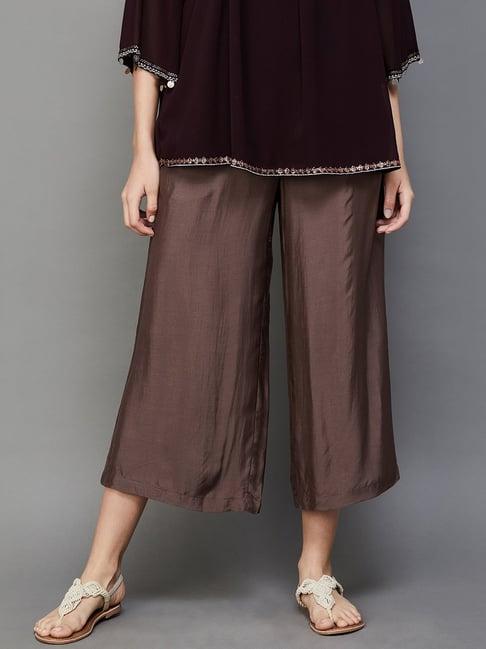 melange by lifestyle brown mid rise flared pants