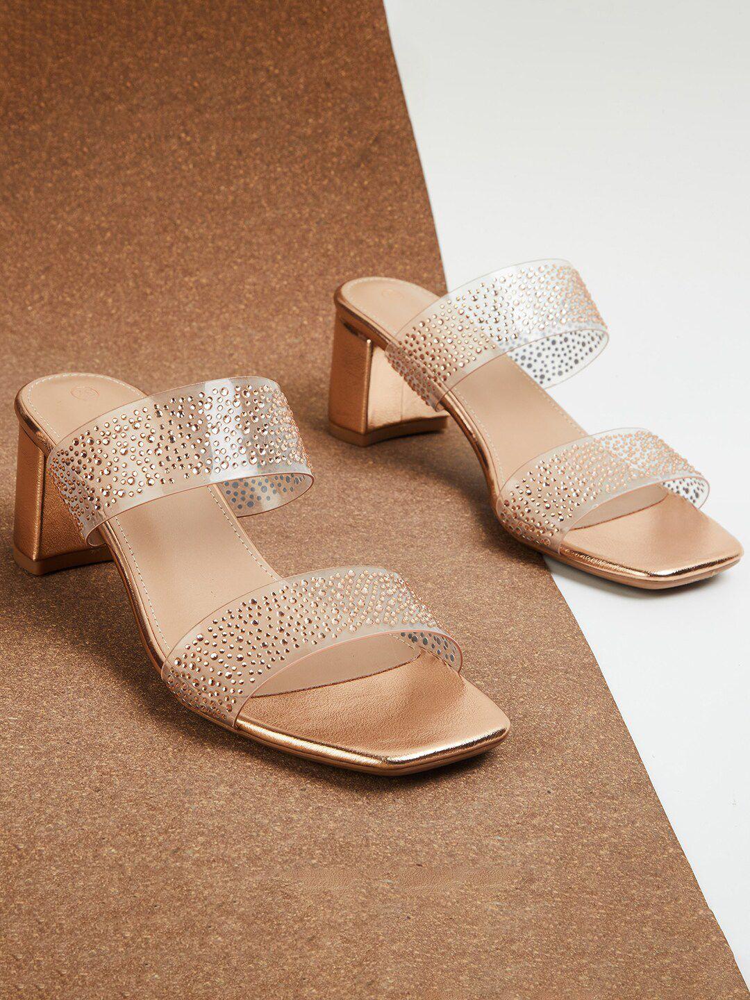 melange by lifestyle embellished block heels