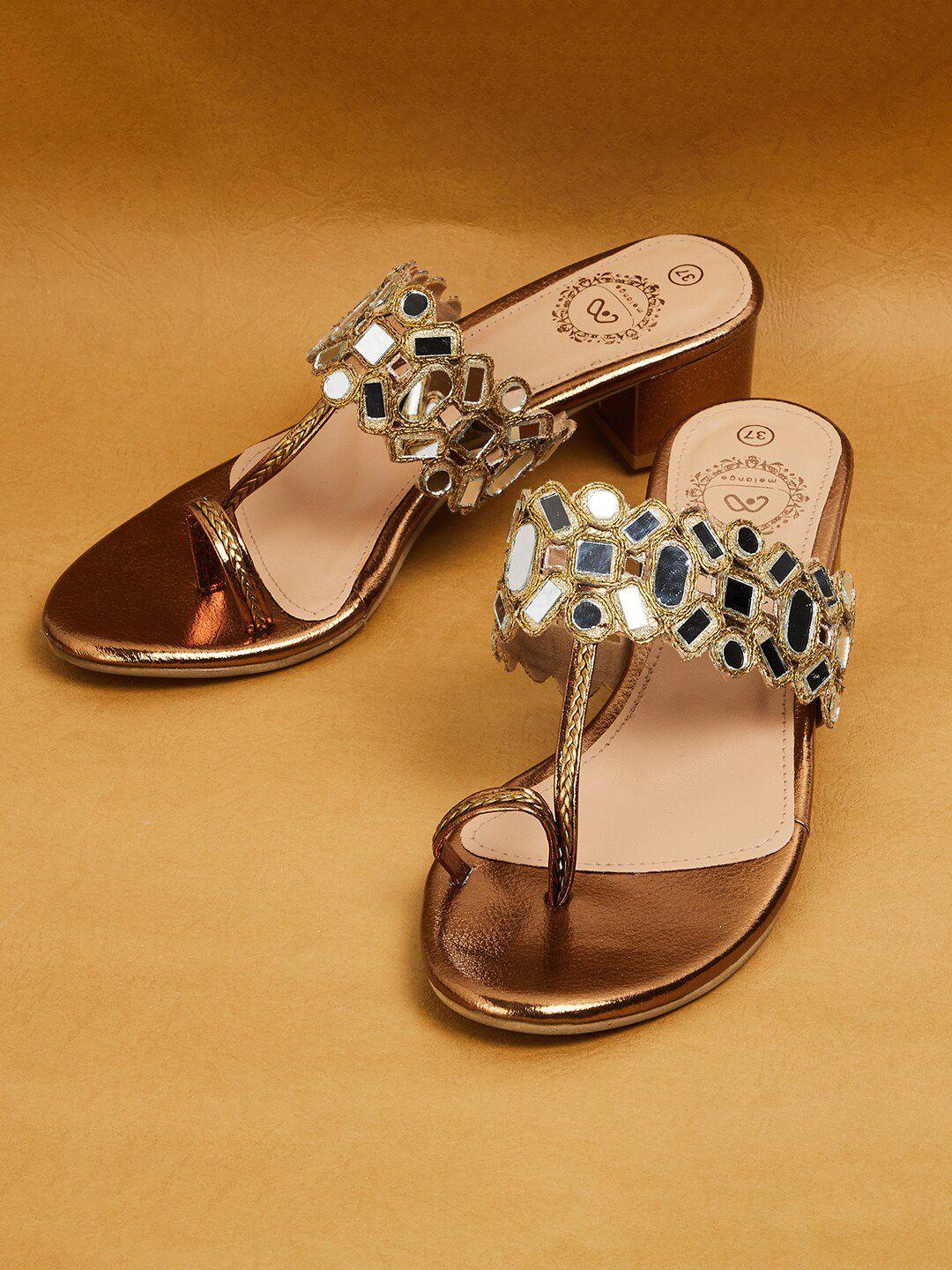 melange by lifestyle embellished open toe block heels