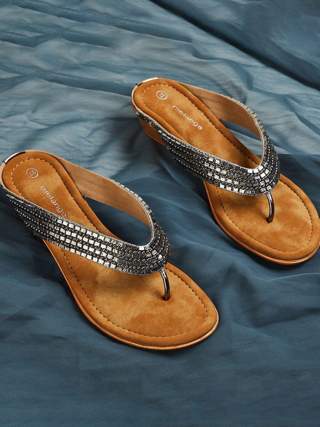 melange by lifestyle embellished suede comfort heels