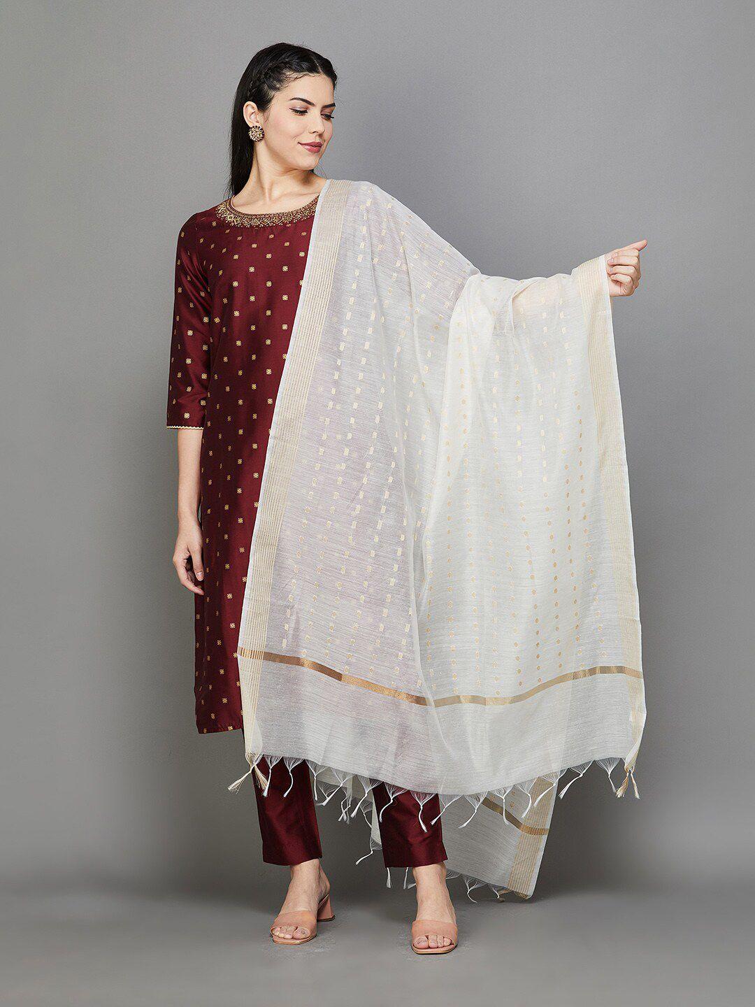 melange by lifestyle ethnic motifs woven design zari dupatta