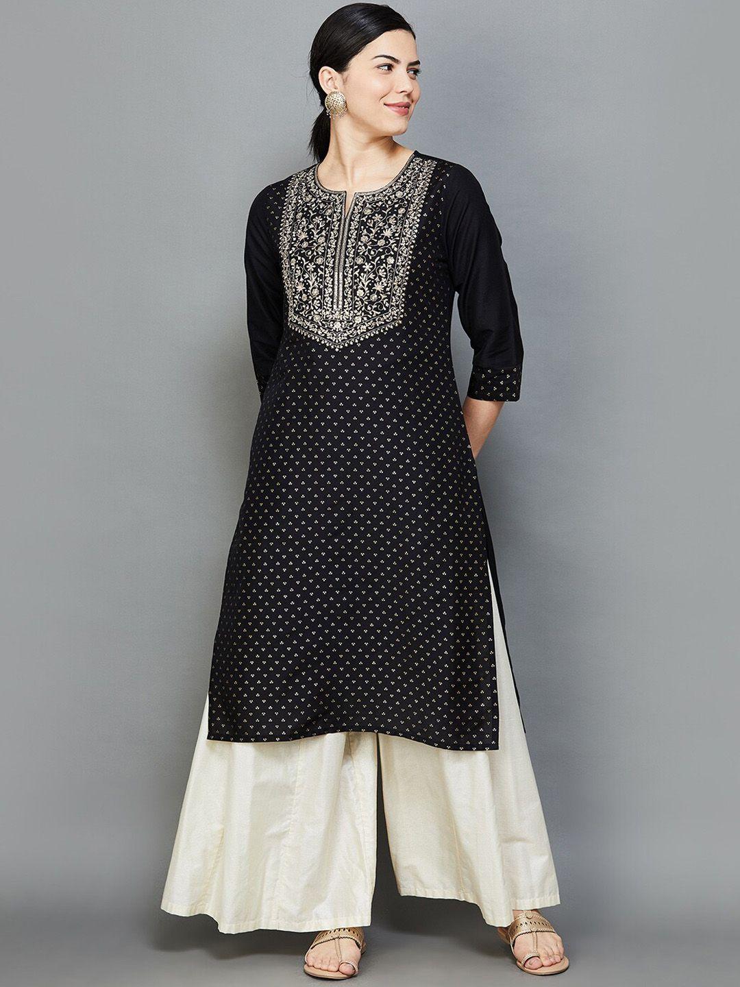 melange by lifestyle floral embroidered sequinned kurta