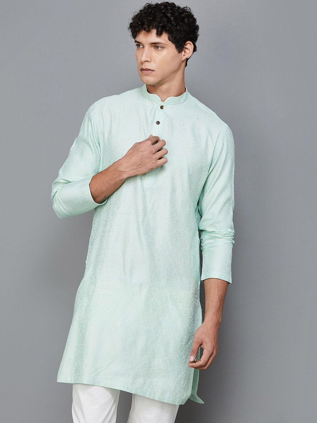 melange by lifestyle floral woven design pure cotton kurta with pyjamas