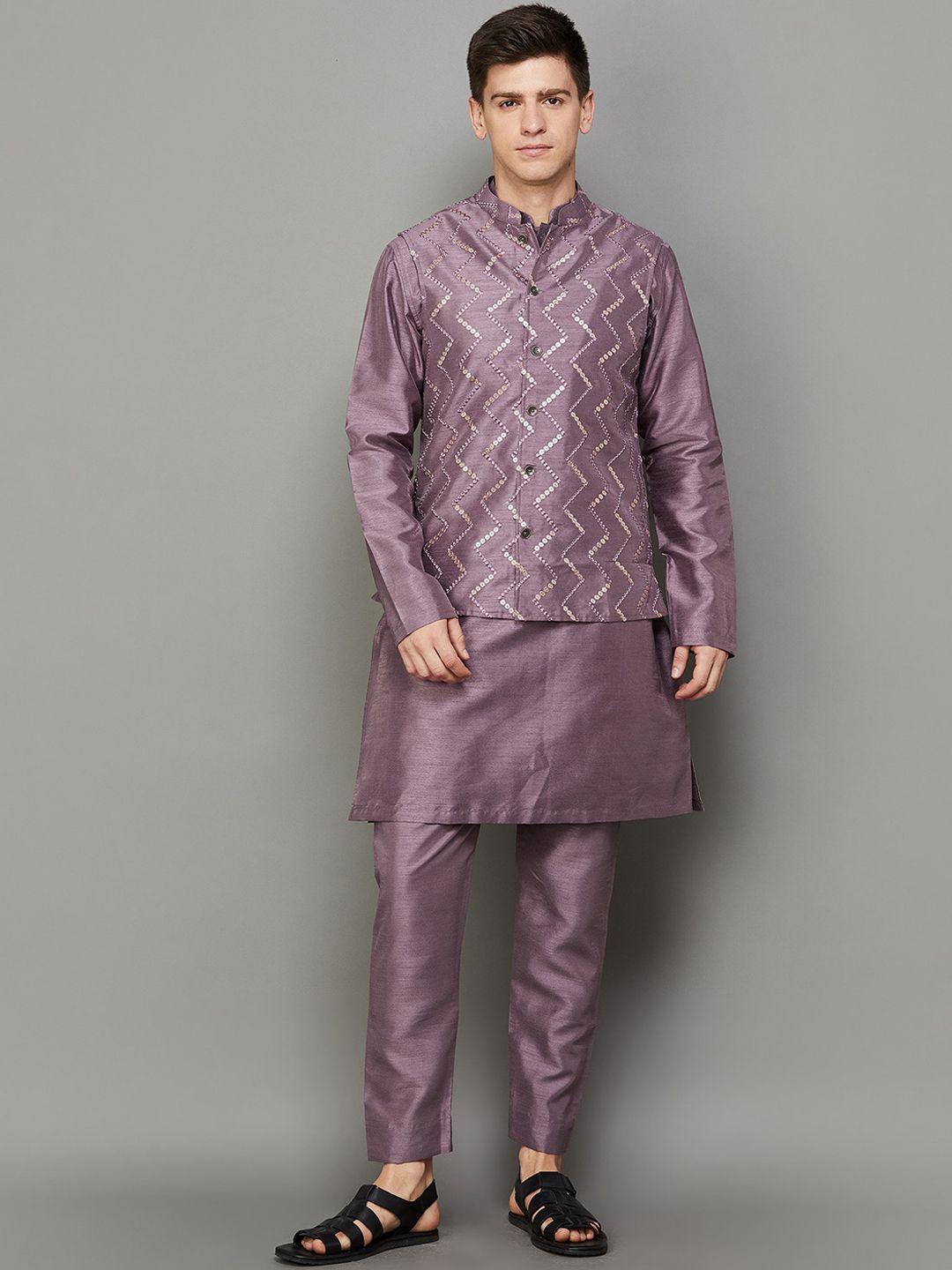 melange by lifestyle mandarin collar regular kurta with trousers
