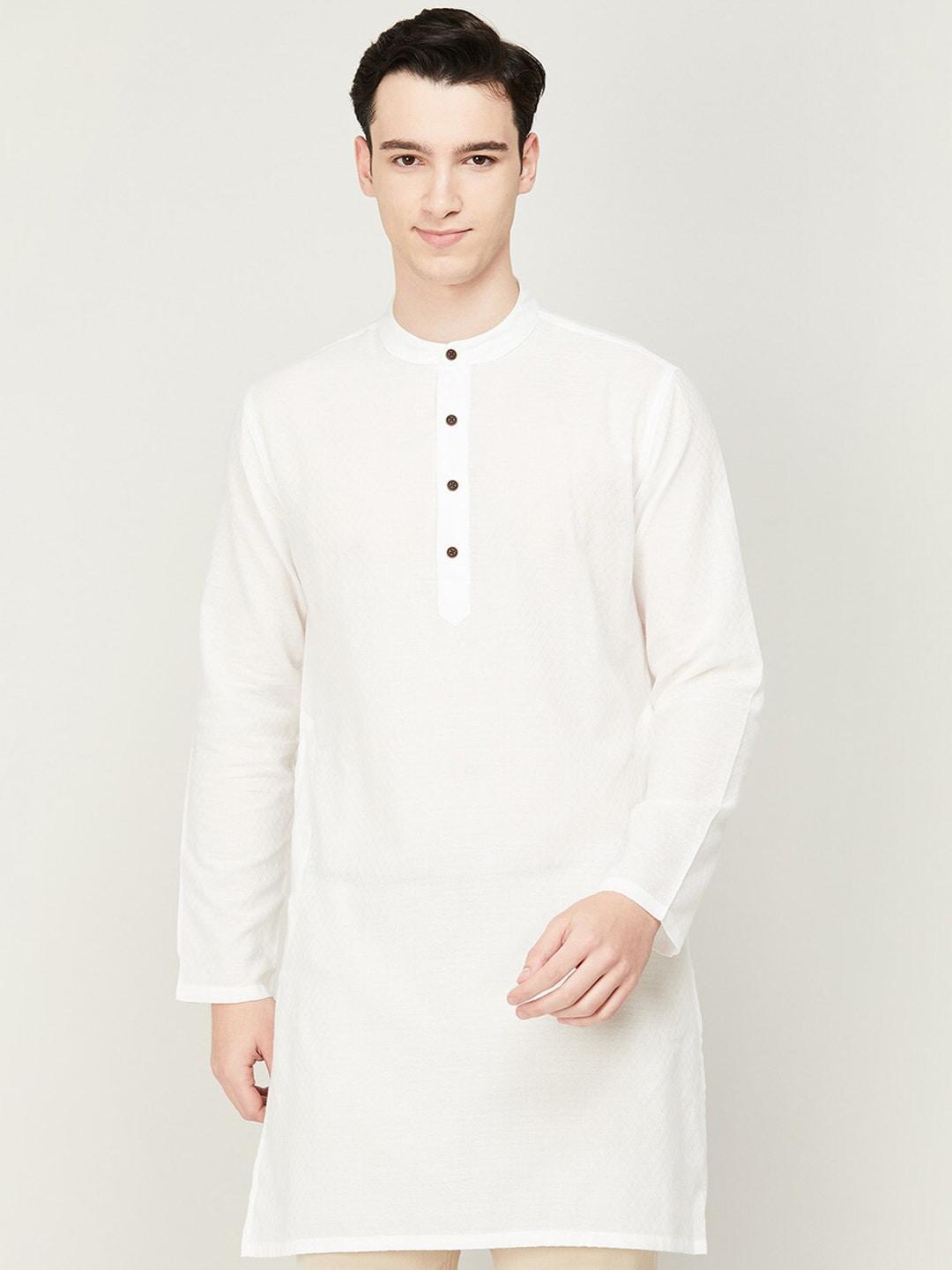 melange by lifestyle men mandarin collar pure cotton kurta