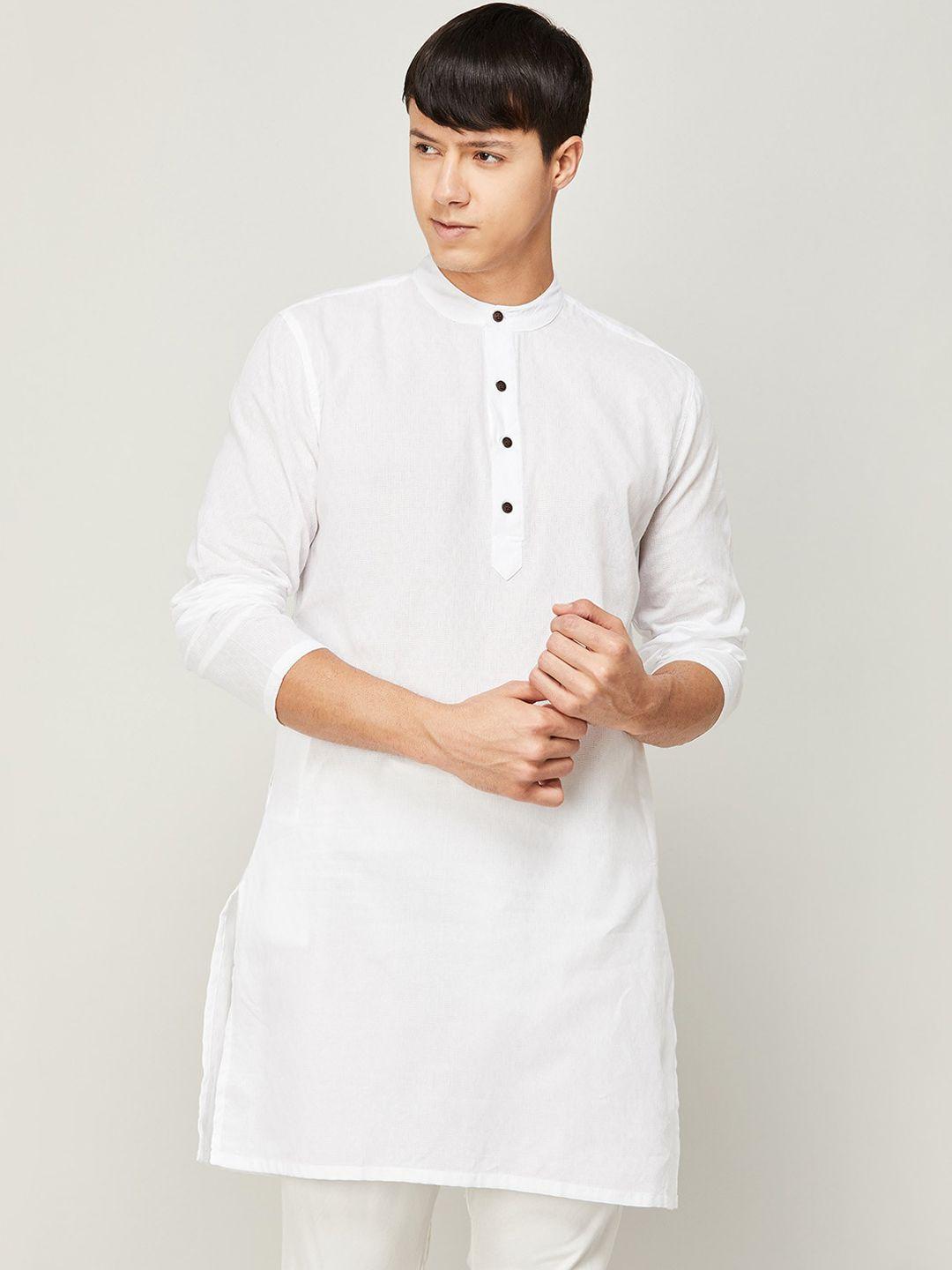 melange by lifestyle men woven design cotton kurta