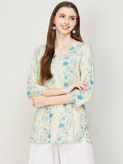 melange by lifestyle off-white printed tunic