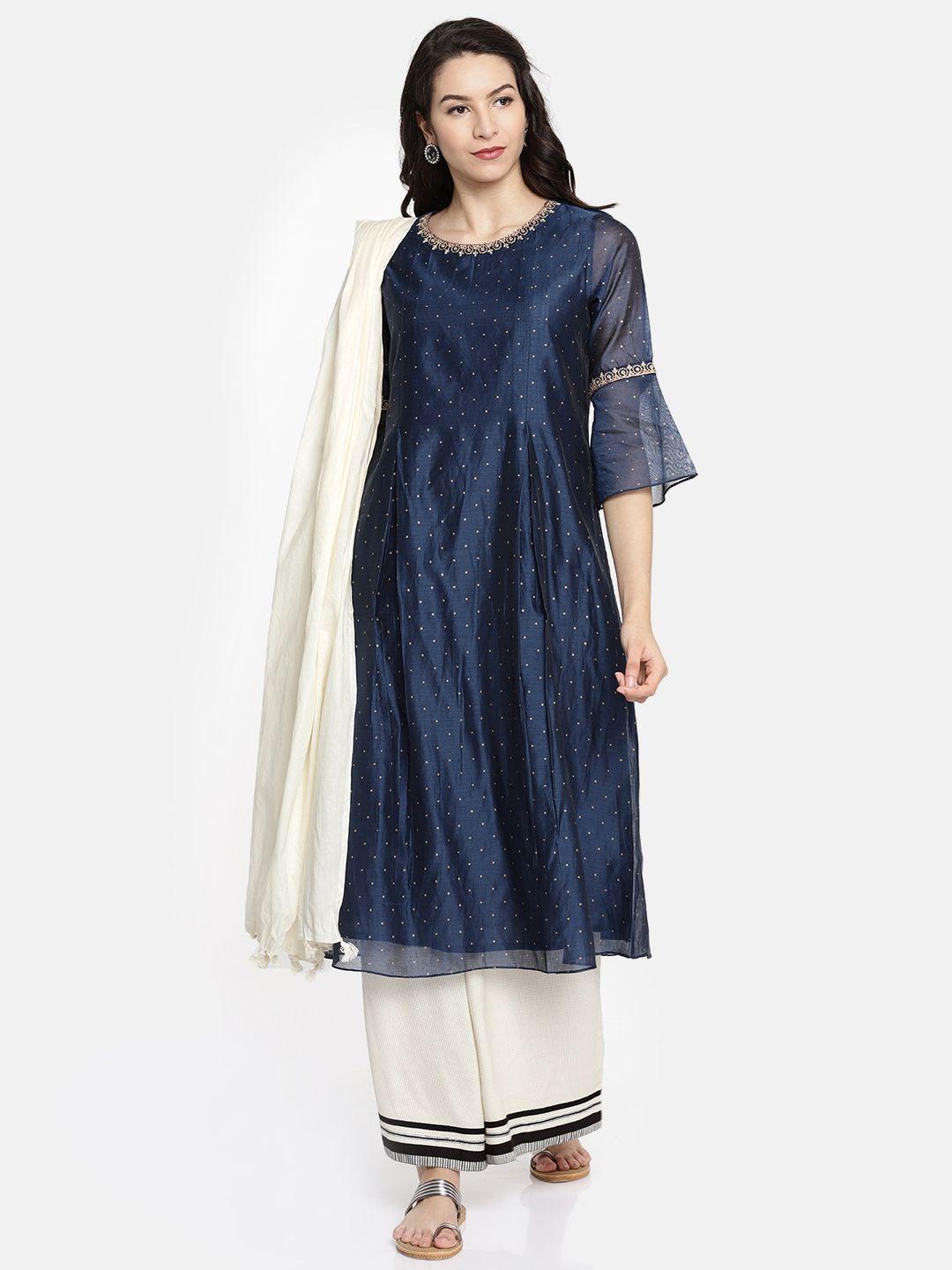 melange by lifestyle off-white solid pure cotton dupatta