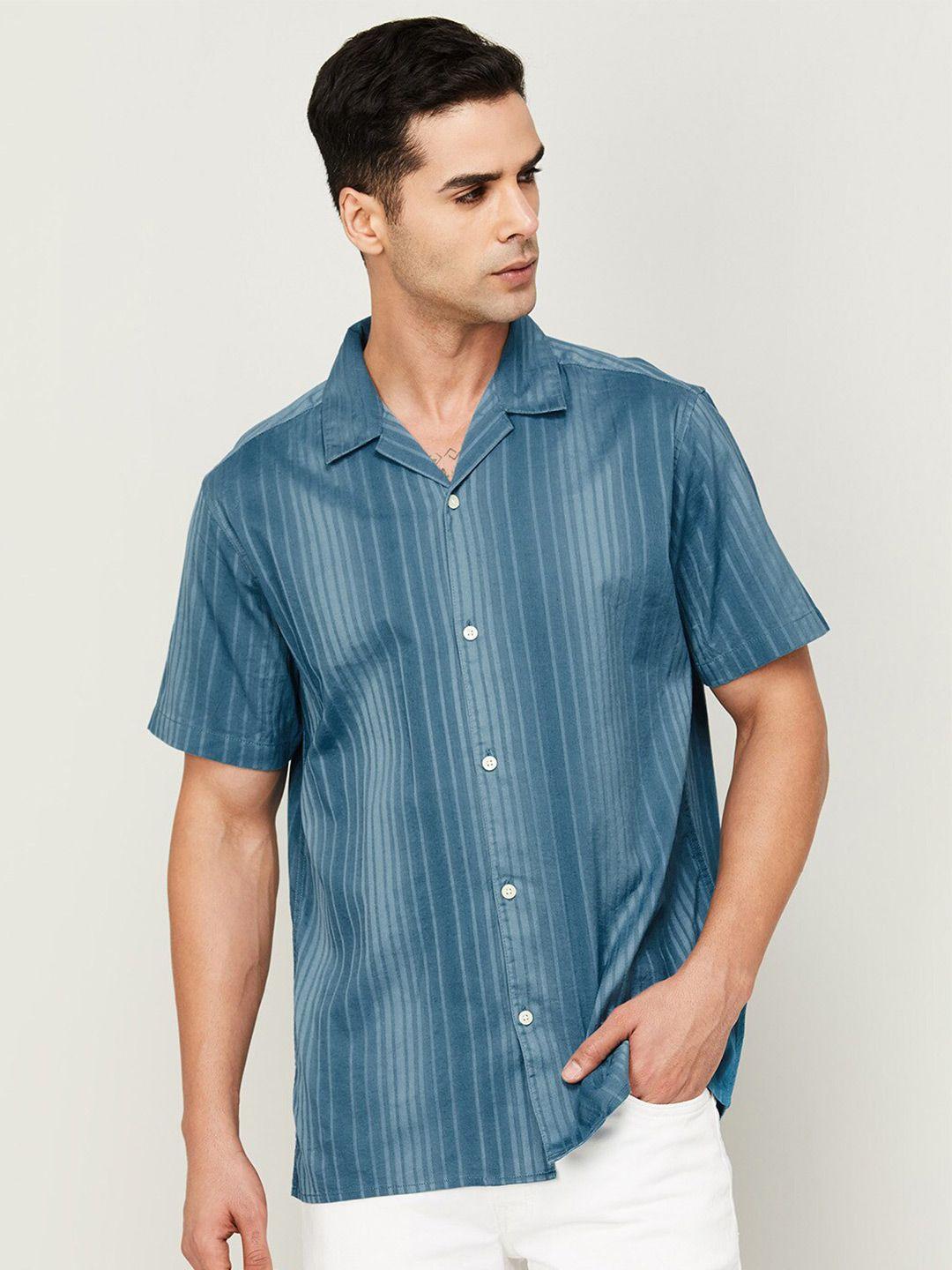 melange by lifestyle opaque vertical striped casual cotton shirt