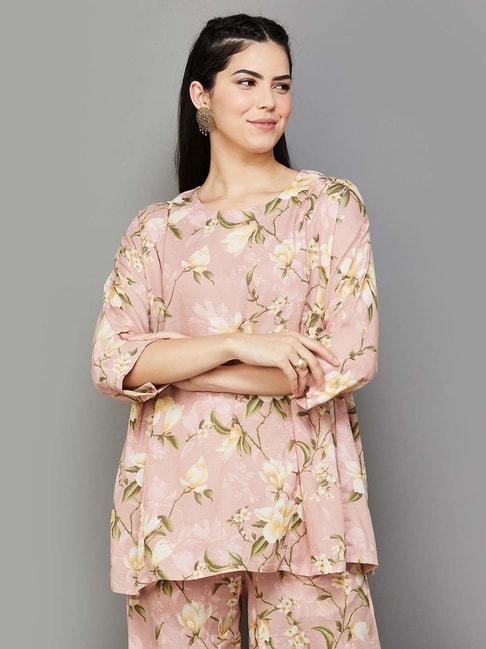 melange by lifestyle pink floral print tunic