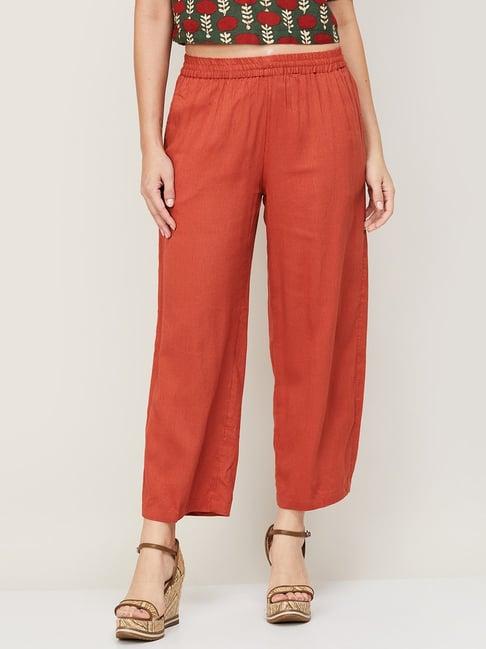 melange by lifestyle rust mid rise pants