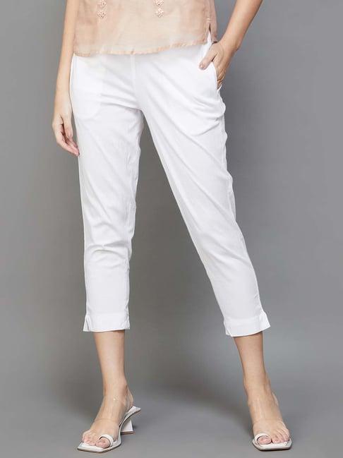 melange by lifestyle white mid rise cropped pants