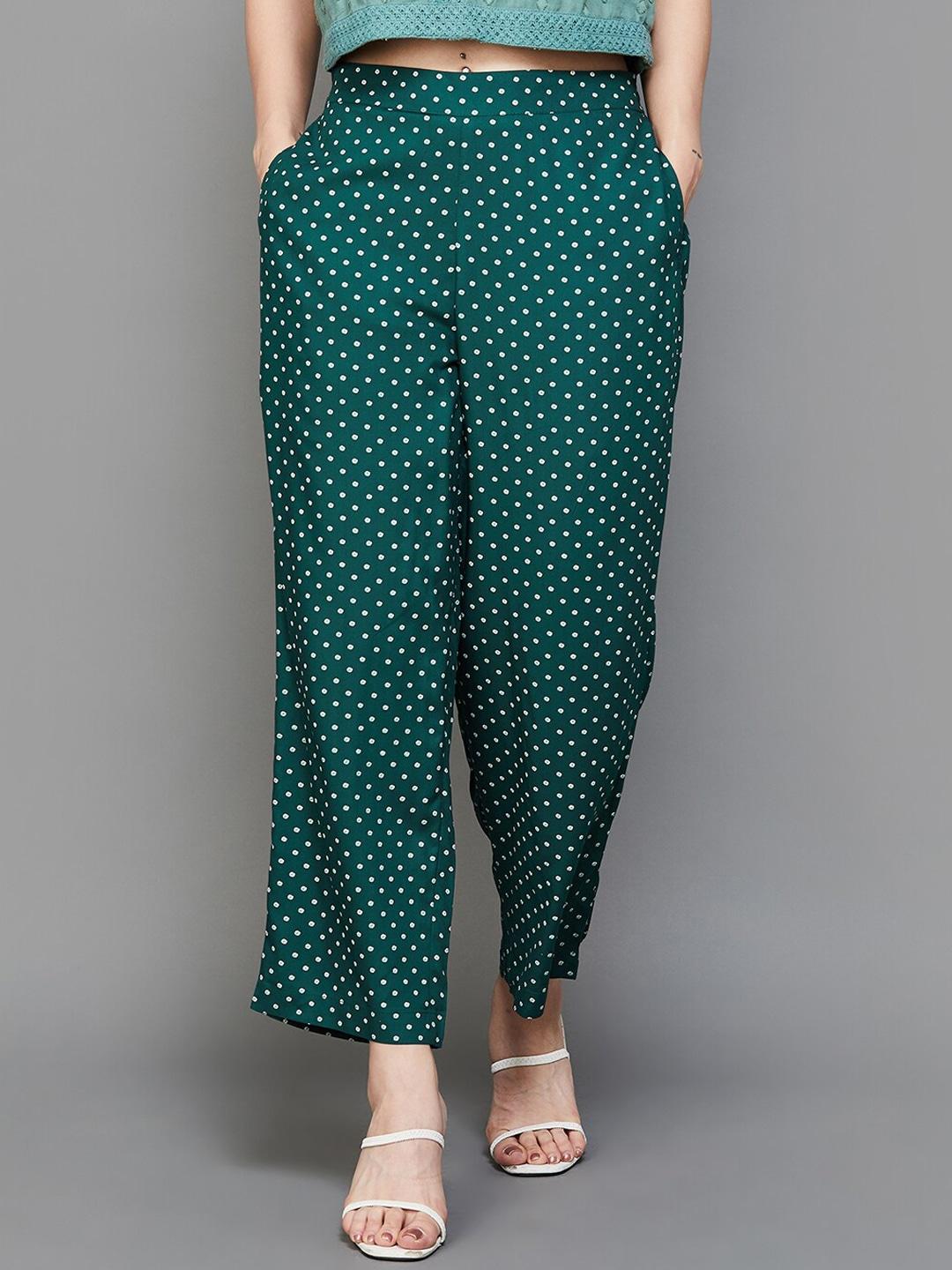 melange by lifestyle women polka dot printed trousers