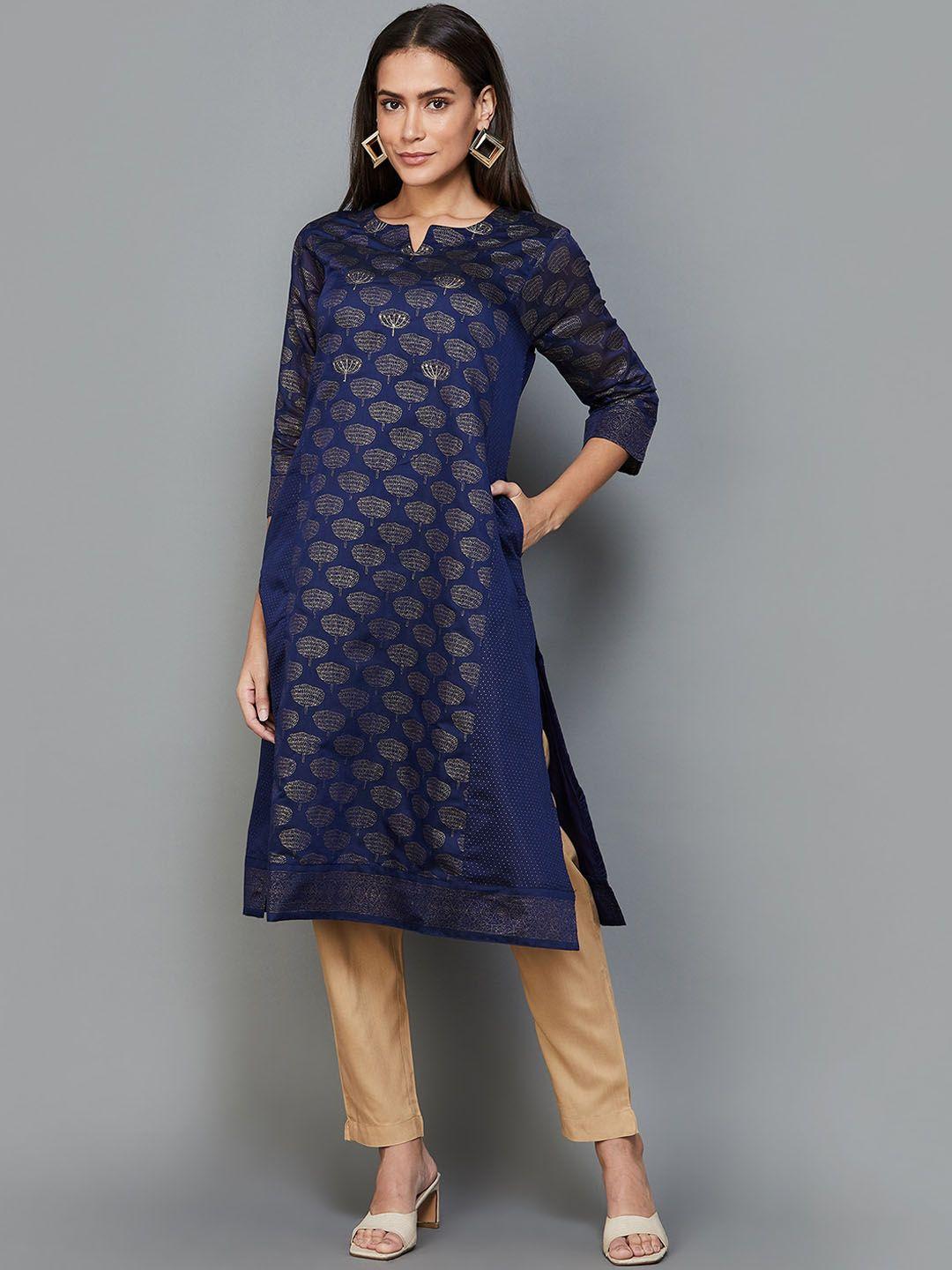 melange by lifestyle woven design straight kurta