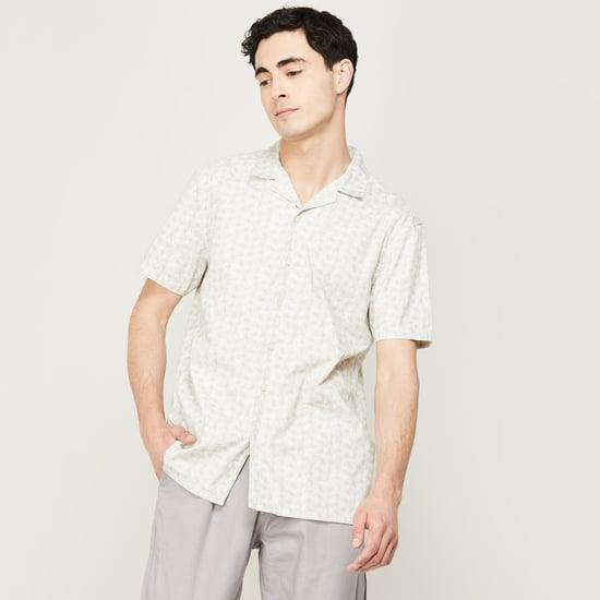 melange men printed half sleeves regular fit casual shirt