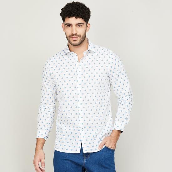 melange men printed regular fit casual shirt